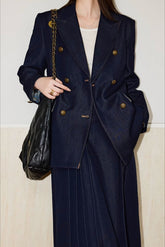 Double Breasted Twill Blazer