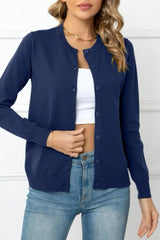 Solid Color Knit Cardigan