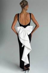 Elegant Bow Slim Fit Party Dress S / Black