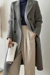 Elegant Double Breasted Wool Overcoat