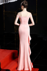 Slit Off Shoulder Mermaid Maxi Party Dress