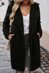 Mid Length Fuzzy Lapel Coat coats