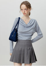 Elegant Slit Neck Tied Waist Knit Top