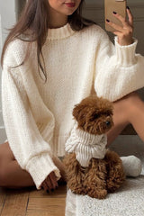 Minimalist Solid Color Loose Crewneck Knit Sweater