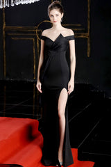 Slit Off Shoulder Mermaid Maxi Party Dress