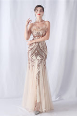 Ostrich Feather Sequin Evening Party Dress
