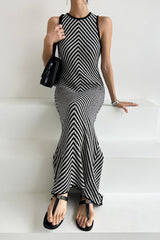 Sleeveless Striped Knit Sweater Dress