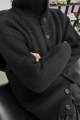 Oversized Turtleneck Cardigan Black / One Size