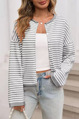 Striped Color Block Cardigan S / Grey