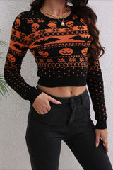 Halloween Jacquard Colorblock Sweater