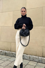 Striped Turtleneck Bell Sleeve Sweater