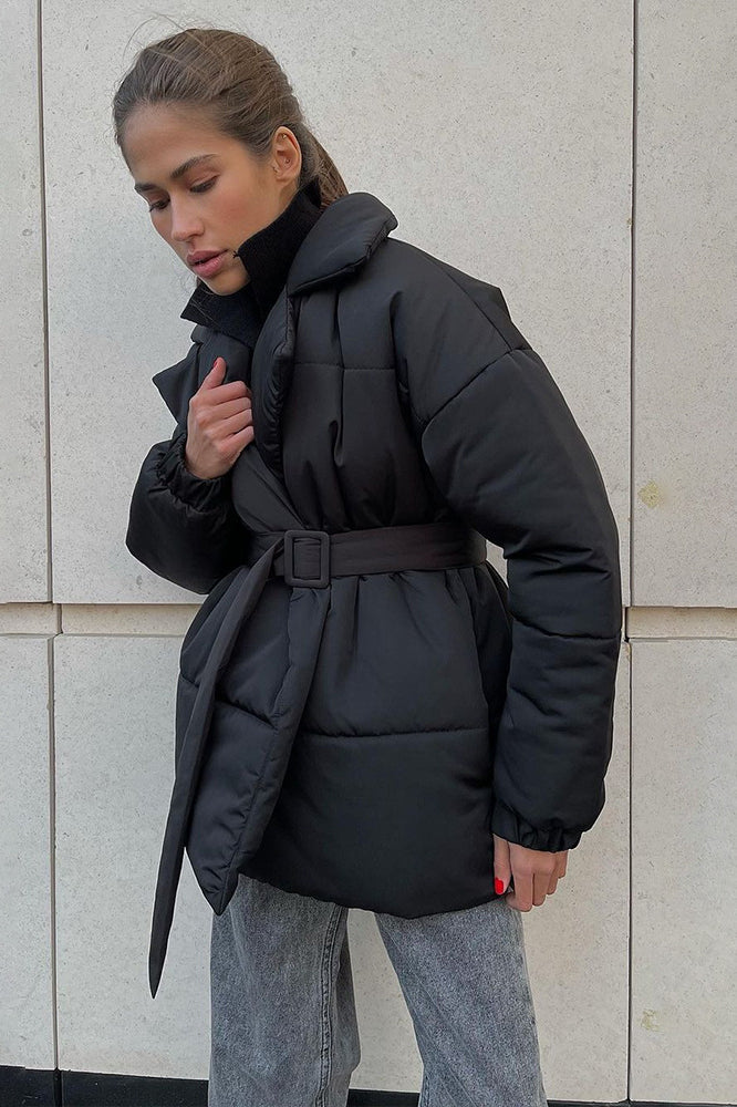 Slim Fit Lapel Belted Winter Coat coats