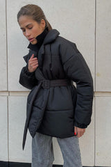 Slim Fit Lapel Belted Winter Coat coats