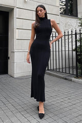 Sleeveless Turtleneck Knit Sweater Dress