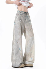 Tie Dye Wide Leg High Waist Jeans