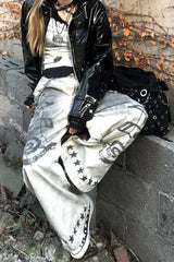 Music Note Print Vintage Jeans