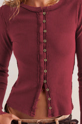 Solid Color Ribbed Cardigan