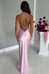 Back Tie Spaghetti Strap Formal Dress