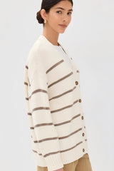 V Neck Striped Cotton Sweater
