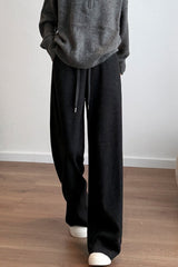 Plush Wool Draped Wide Leg Knit Pants