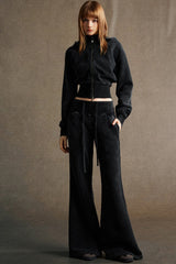 Fleece Lined Bodycon Flared Knit Pants