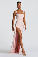 Sexy Spaghetti Strap High Slit Maxi Party Dress