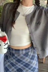 Bow Embroidered Knit Cardigan