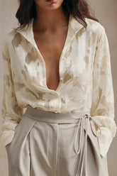 Casual Jacquard Turtleneck Blouse