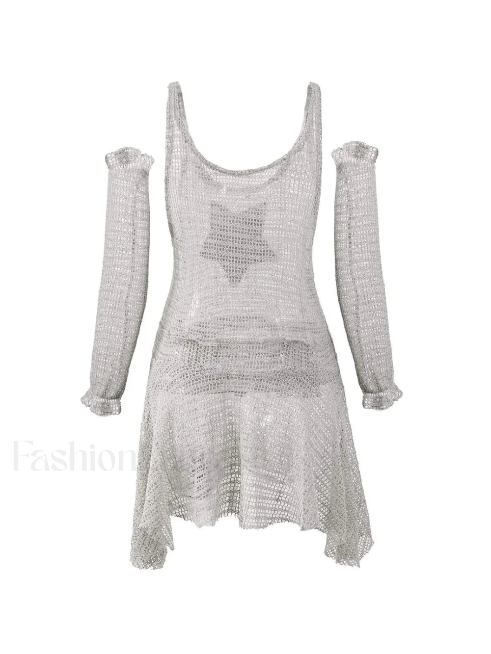 Arm Gloves Hollow Out Star Crochet Knit Mini Dress Mini Dresses
