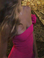 Asymmetric Ruffle Bandeau Maxi Dress Maxi Dresses