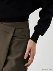 Asymmetric Wrap Graceful Zip Mini Skort Shorts