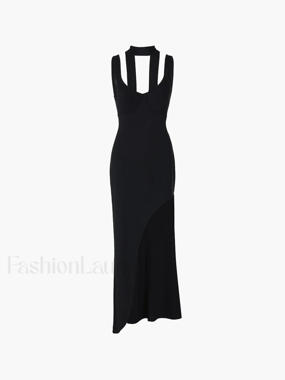 Asymmetrical Hem Backless Trendy Split Maxi Dress Dresses