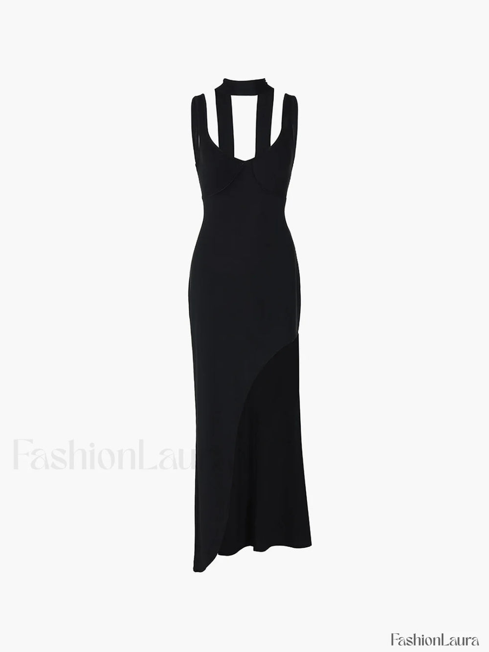 Asymmetrical Hem Backless Trendy Split Maxi Dress Dresses