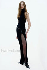 Asymmetrical Neckline Short Sleeve Split Work Dress