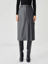 Asymmetrical Pleated Graceful Midi Skirt Grey / XS Skirts