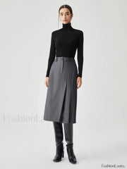 Asymmetrical Pleated Graceful Midi Skirt Skirts