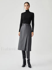 Asymmetrical Pleated Graceful Midi Skirt Skirts