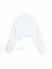 Asymmetrical Pocket Button Trendy Collar Crop Shirt Shirts