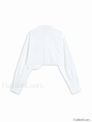 Asymmetrical Pocket Button Trendy Collar Crop Shirt Shirts