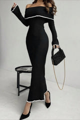 Off Shoulder Long Sleeve Sweater Dress