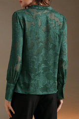 Casual Jacquard Turtleneck Blouse