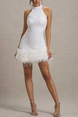 Shiny Fuzzy Sequin Bodycon Party Dress