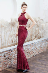Plunging Neck Mermaid Formal Dress