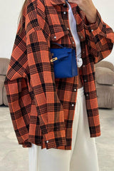 Relaxed Fit Mid Length Plaid Blouse