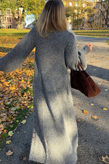Grey Oversized Longline Knit Overcoat