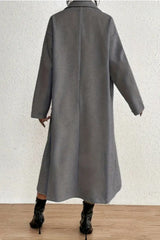 Minimalist Solid Wool Collar Overcoat