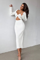 Solid Slim Convertible Backless Sweater Dress