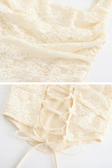 Elegant Lace Up Crop Top & Maxi Skirt Boho Dress