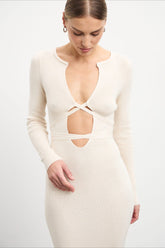 Deep V Hollow Out Knit Sweater Dress