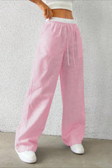 Stripe Plaid Pattern Knit Pants